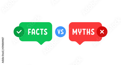 green and red bubbles with myths vs facts