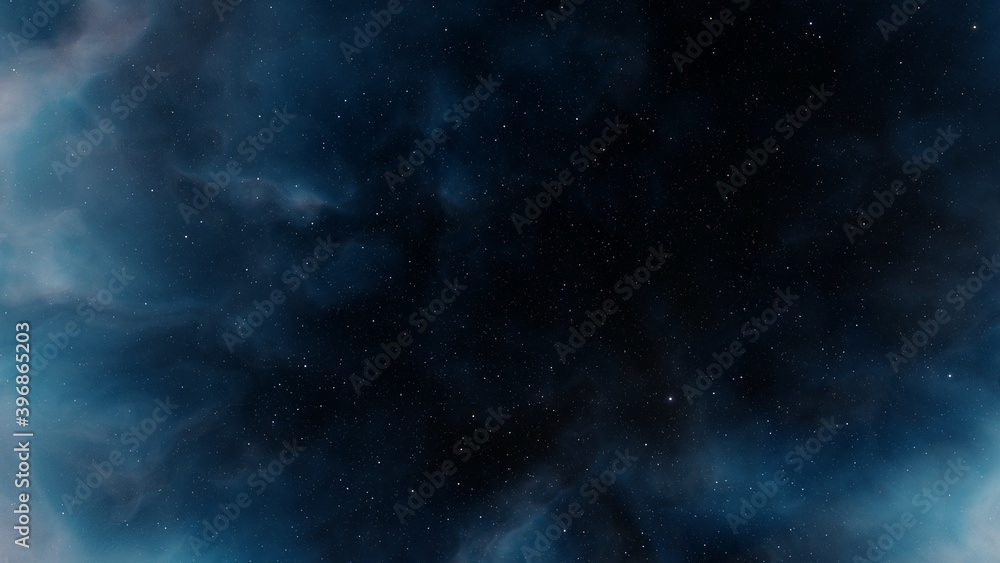 Science fiction illustrarion, deep space nebula, colorful space background with stars 3d render