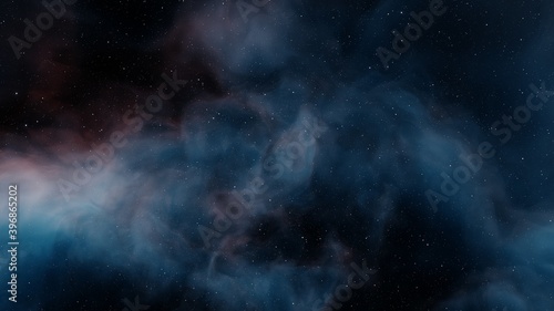 Fototapeta Naklejka Na Ścianę i Meble -  Science fiction illustrarion, deep space nebula, colorful space background with stars 3d render