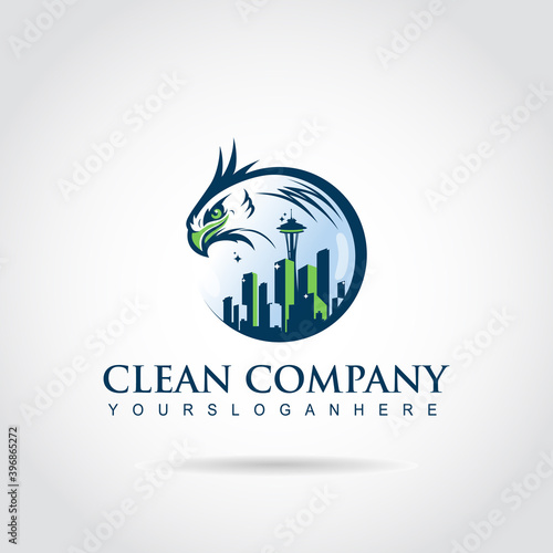 Clean company logo template. business and corporate logo. building and eagle image. Vector illustration eps.10