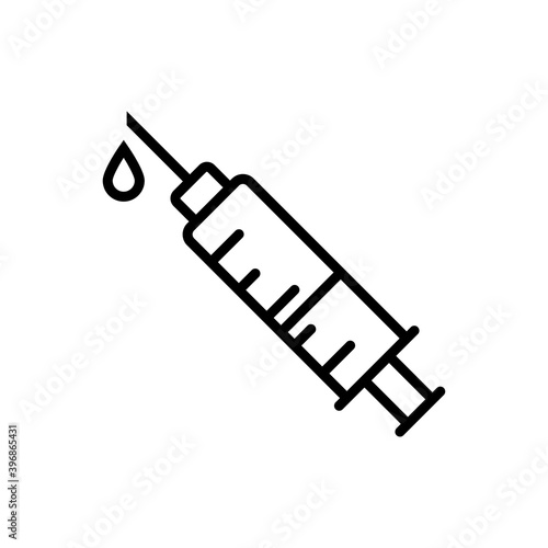 Vacunación. Logotipo jeringuilla para inyección con lineas en color negro