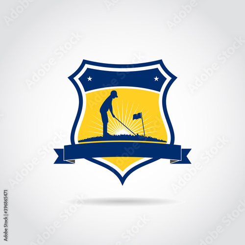 Junior golf academy template logo Design. blue and yellow logo. Vector illustrator eps.10