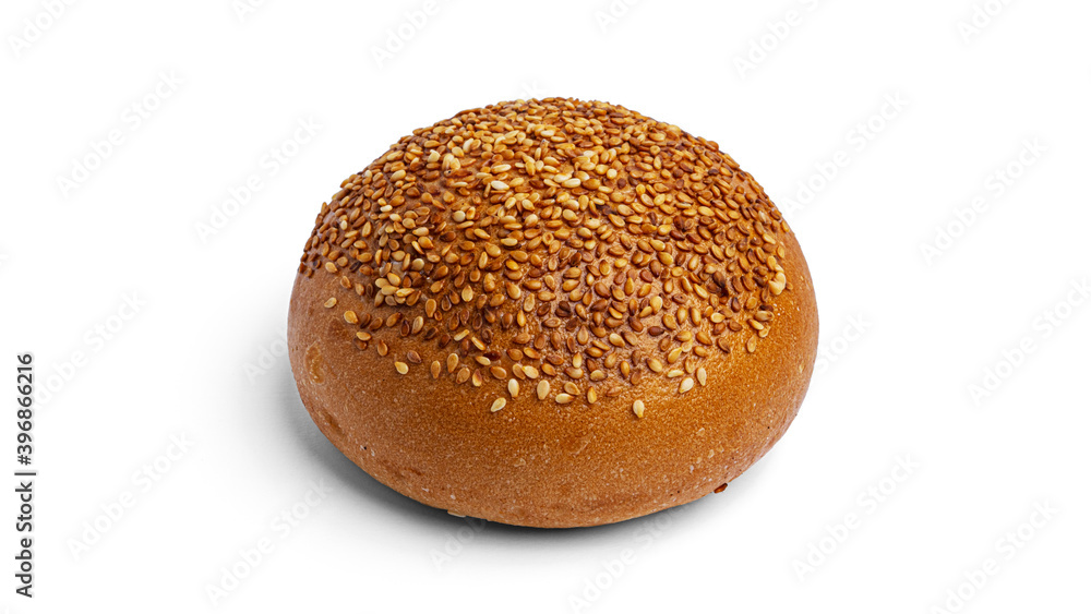 Sesame bun on a white background. High quality photo