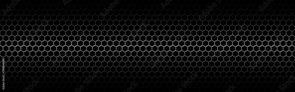 Hexagon mesh wide texture and light. Black metal with shadow. Industrial background with cells. Perforated metal for banner or poster. Vector illustration Hexagon mesh wide texture and light. Black metal with shadow. Industrial background with cells. Perforated metal for banner or poster. Vector illustration