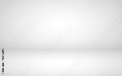 White studio background. Empty room mockup. White design template for advertising. Clean wall for displaying product. Gray neutral backdrop. Vector illustration