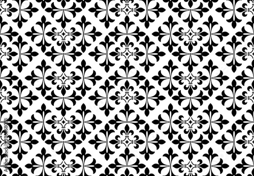 Flower geometric pattern. Seamless vector background. White and black ornament. Ornament for fabric  wallpaper  packaging. Decorative print