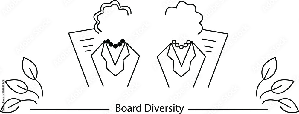 Board Diversity concept - female and minority diverse directors requirements. ESG concept of environmental, social and governance; sustainable development. Vector line art illustration 10 EPS Board Diversity concept - female and minority diverse directors requirements. ESG concept of environmental, social and governance; sustainable development. Vector line art illustration 10 EPS