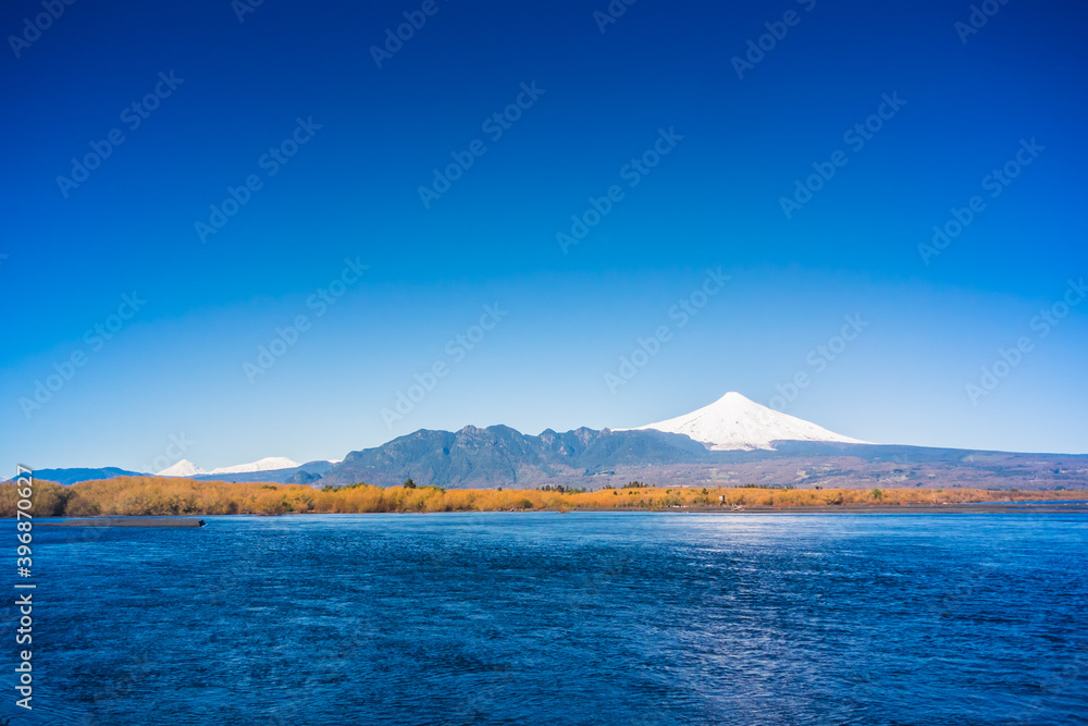 View to Villarrica Volcano from Quelhue beach, Pucon - Chile.