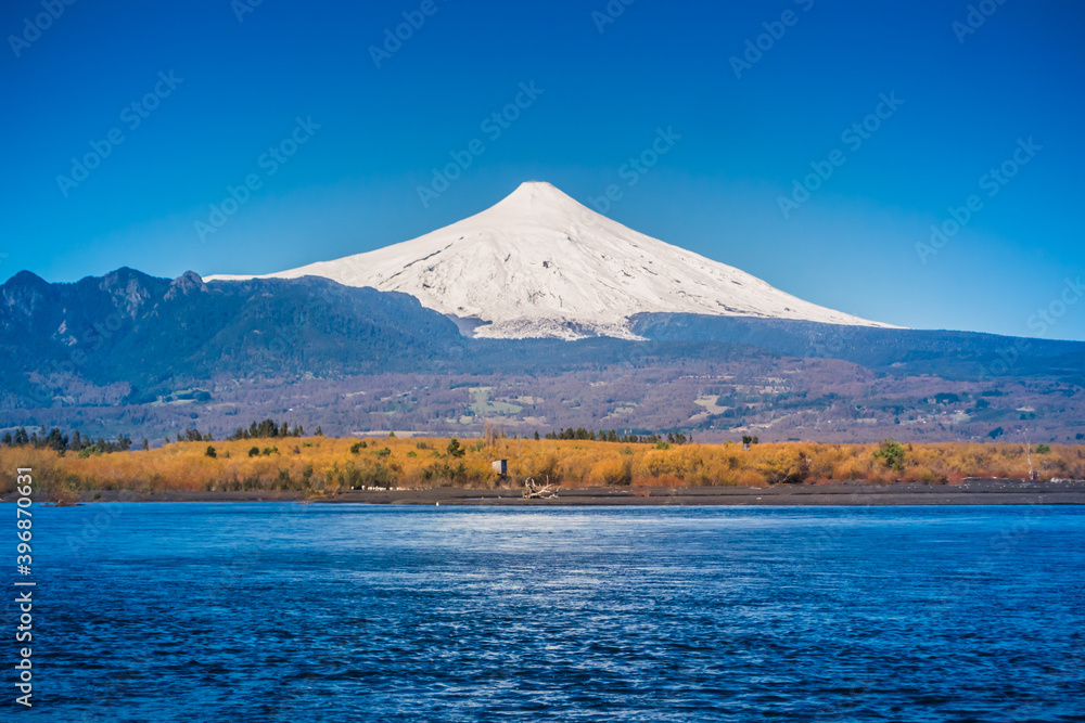 View to Villarrica Volcano from Quelhue beach, Pucon - Chile.