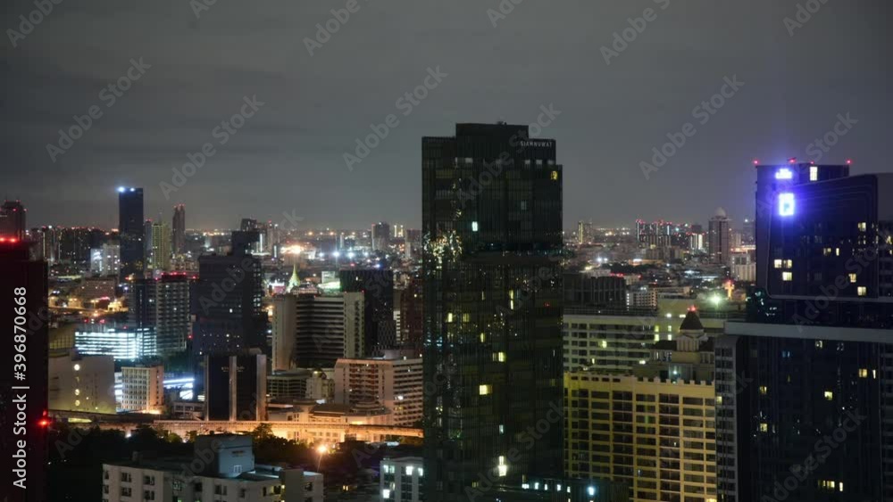 Timelapse of the night, rainy city. Night Bangkok. Thailand Timelapse of the night, rainy city. Night Bangkok. Thailand