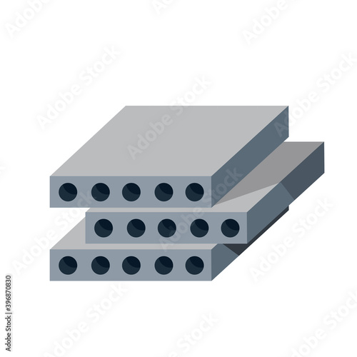 Reinforced concrete block. Building material. The house panel. Group of Wall element. Isometric illustration