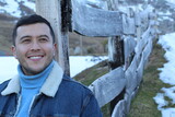 Ethnic man in winter background