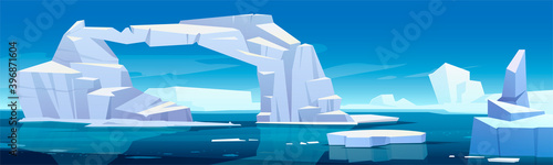 Foto Arctic landscape with melting iceberg and glaciers floating in sea