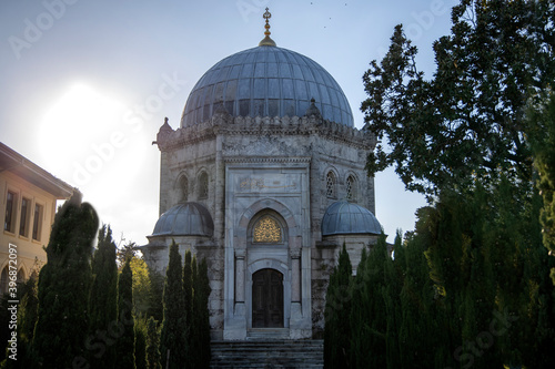 Eyup,Istanbul,Turkey-November 26,2020. Sultan Reshad (Mehmet V) mausoleum.He was thirty fifth of monarch and hunderth of caliphs of Islam. He was the third son of Sultan Abdulmecid. 