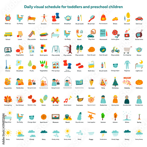 Wallpaper Mural Daily visual schedule for toddlers and preschool children