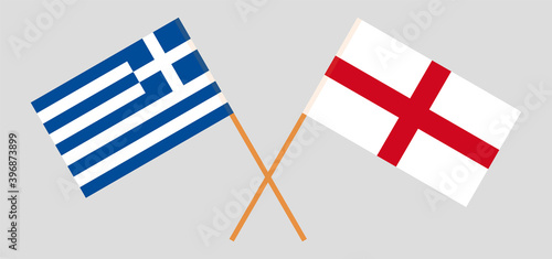 Crossed flags of Greece and England