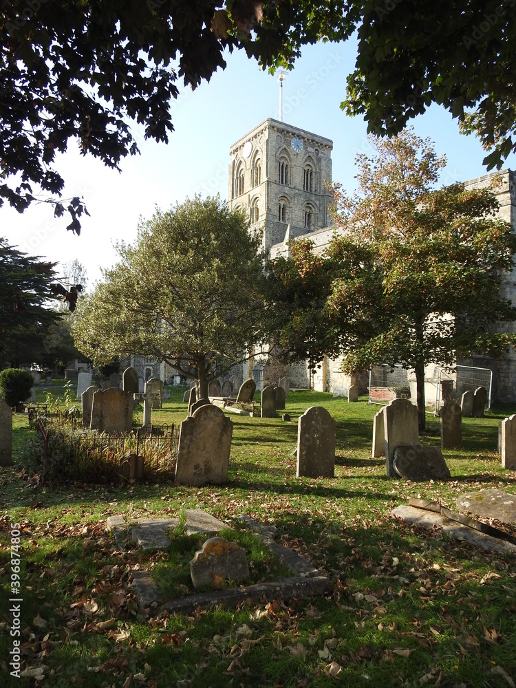 Naklejka premium Church and cemetery