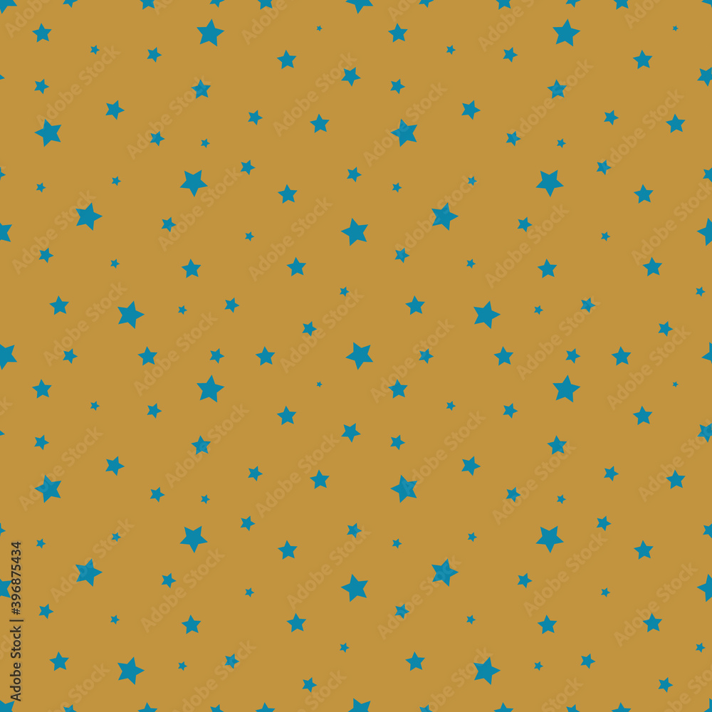 Light seamless pattern decorated blue stars on yellow background. Vector abstract decoration for party, birthday celebrate, anniversary or event, for xmas wallpaper, wrap, fabric, textile Light seamless pattern decorated blue stars on yellow background. Vector abstract decoration for party, birthday celebrate, anniversary or event, for xmas wallpaper, wrap, fabric, textile