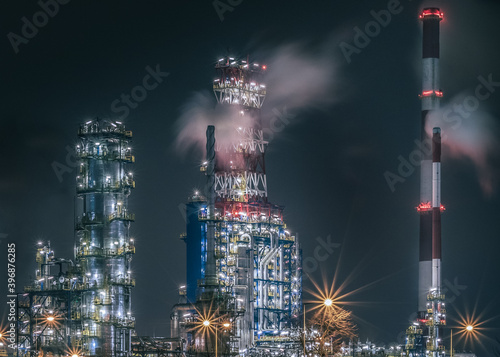 gdansk oil refinery at night