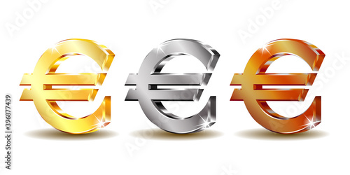 Set of sign euro currency. Vector illustration isolated on white