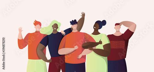 Group of young smiling people. Friendship vector illustration