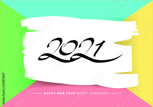 2021 Happy New Year trendy and minimalistic card or background.