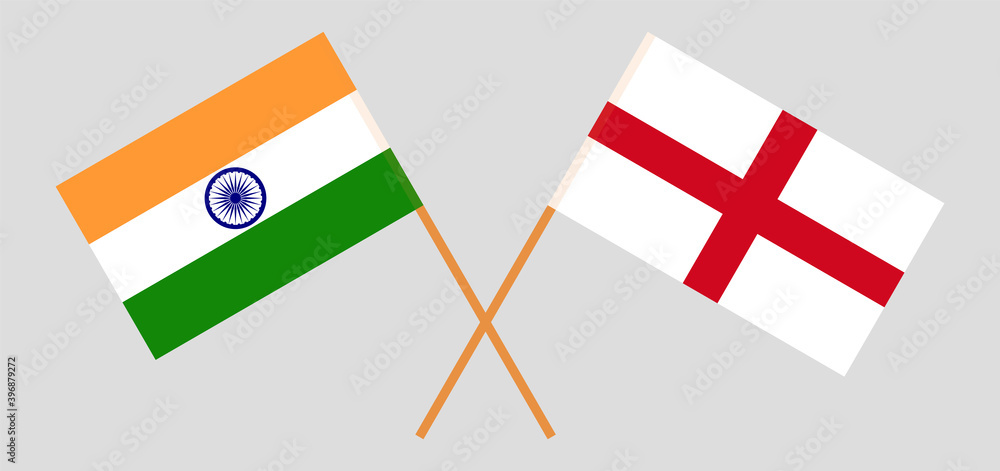 Crossed flags of India and England