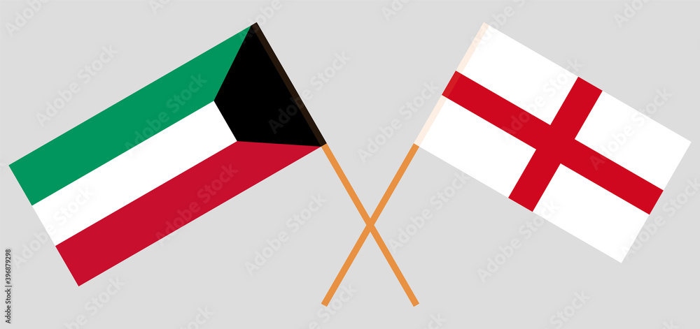 Crossed flags of Kuwait and England