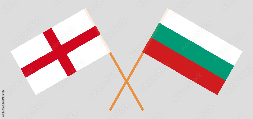 Crossed flags of England and Bulgaria