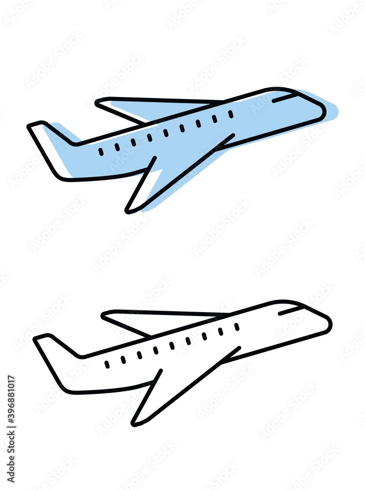 airplane. attributes of a good trip. vector icons in flat style