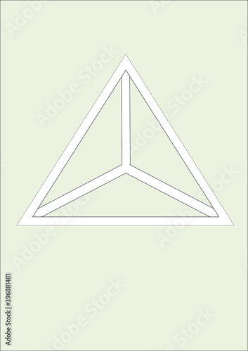 Simple triangular white symbol  on beige background 