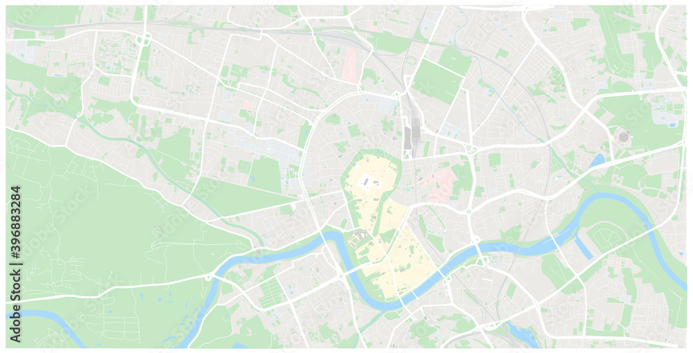 Obraz premium Krakow mapa Cracow Poland vector map Old town plan