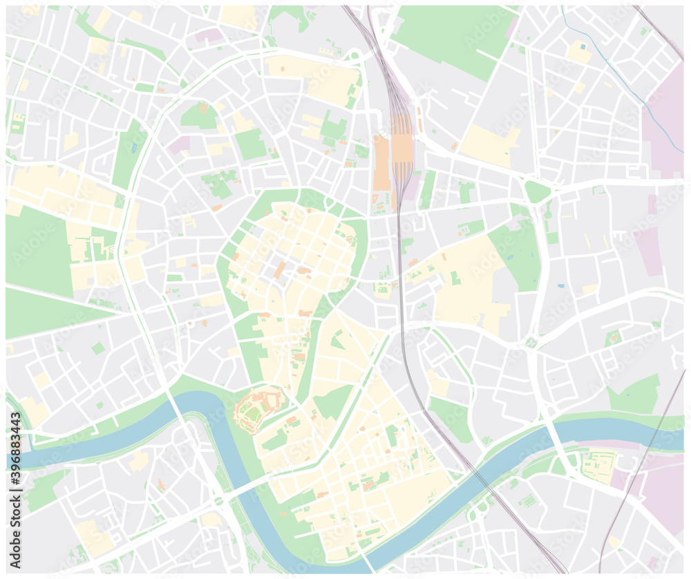 Cracow map Krakow mapa vector city center