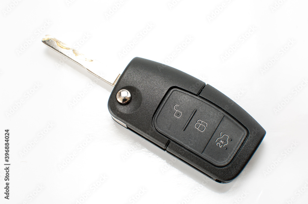 Car key with remote control isolated on white Car key with remote control isolated on white