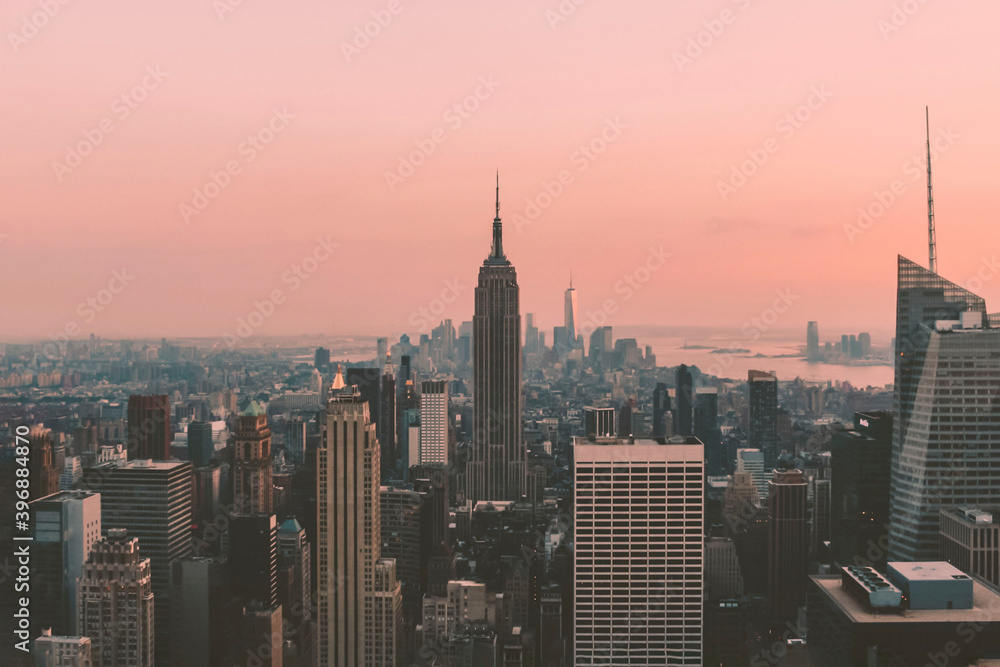 Image of the Empire state building during sunset, NYC, United States of America.