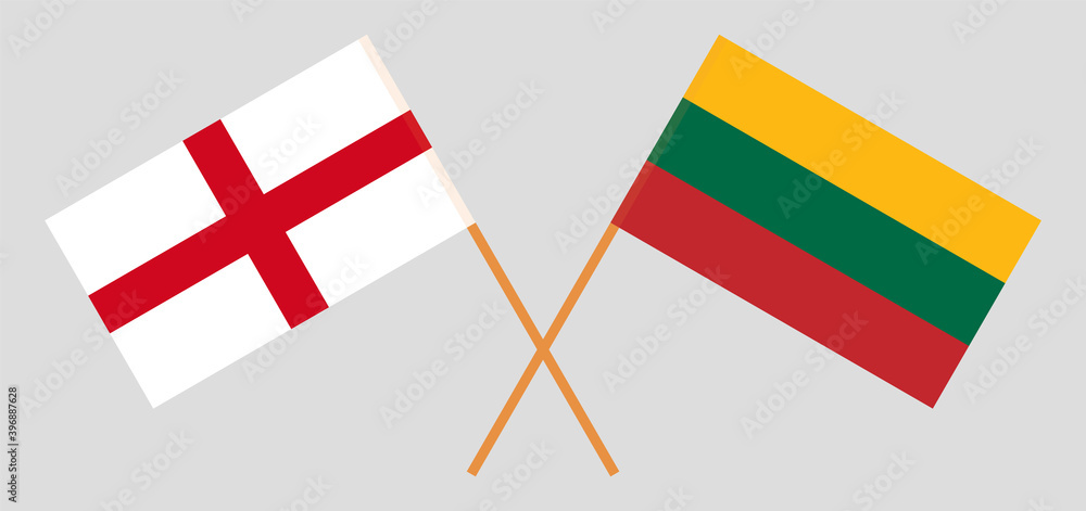 Crossed flags of England and Lithuania