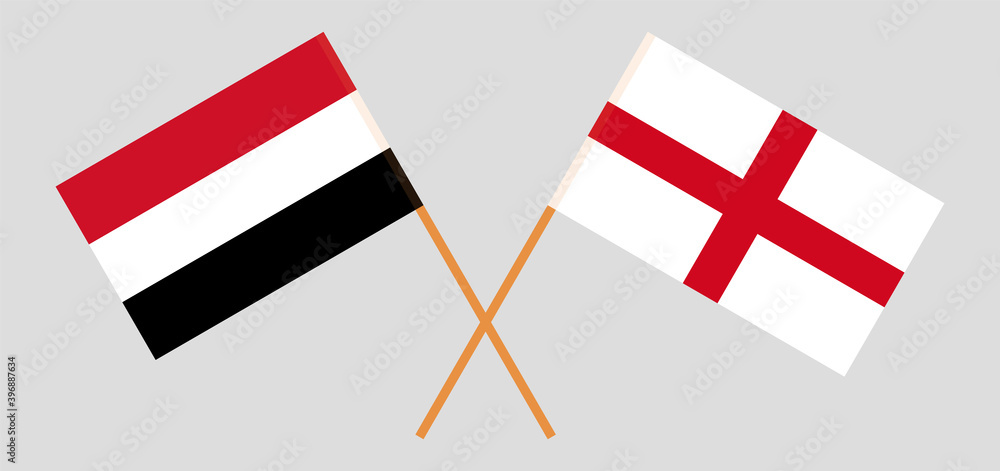 Crossed flags of Yemen and England