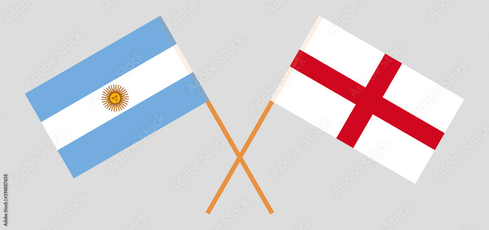 Crossed flags of Argentina and England