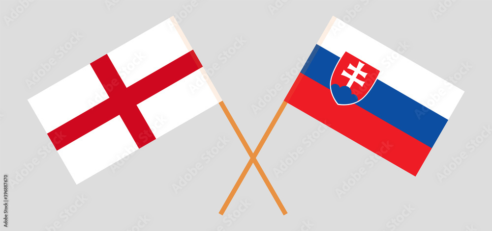 Crossed flags of England and Slovakia