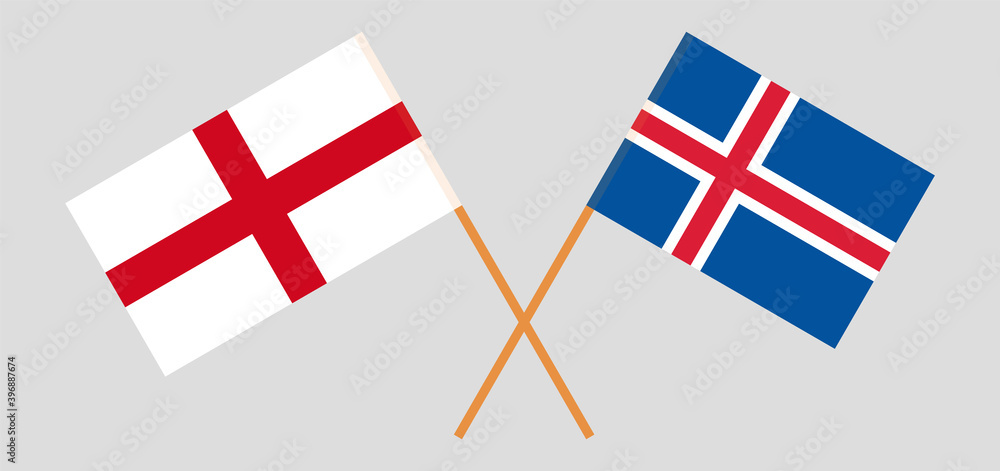 Crossed flags of England and Iceland