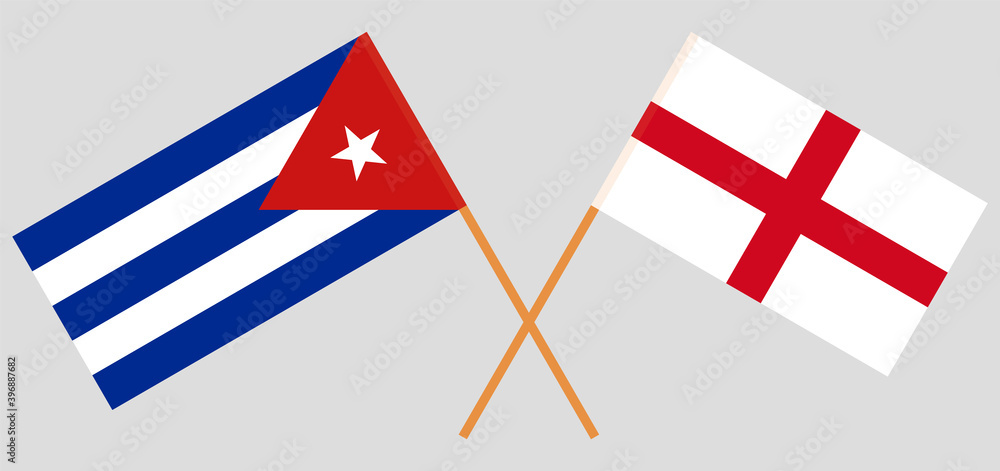 Crossed flags of England and Cuba