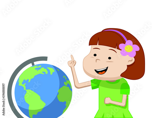 child holding globe  vector illustration