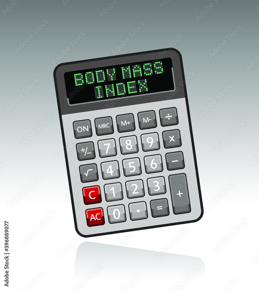 body mass index, calculator isolated on white, vector illustration body mass index, calculator isolated on white, vector illustration