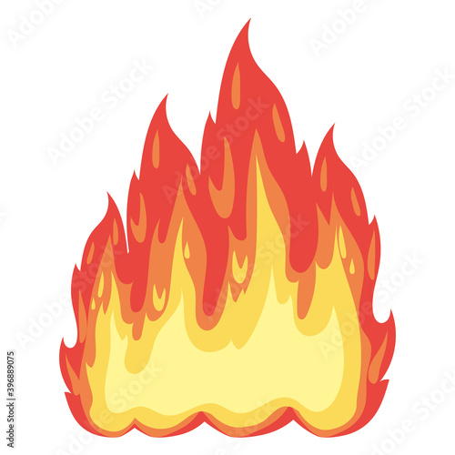 flame of orange, yellow and red color on white background