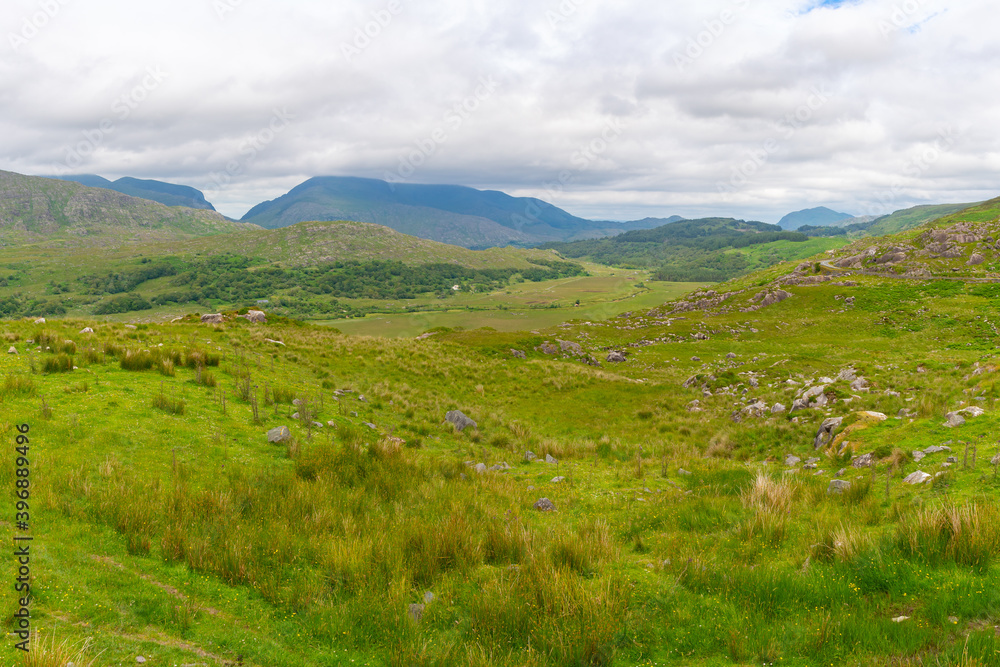 Landscape of Gap of Dunloe drive in The Ring of Kerry Route. Killarney, Ireland., Part of Wild Atlantic Way