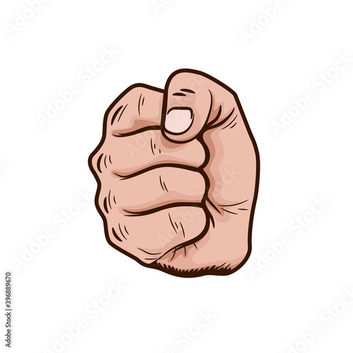 Clenched fist isolated on white background.A sign of protest or persistence in the form of a fist.There is a place for an inscription