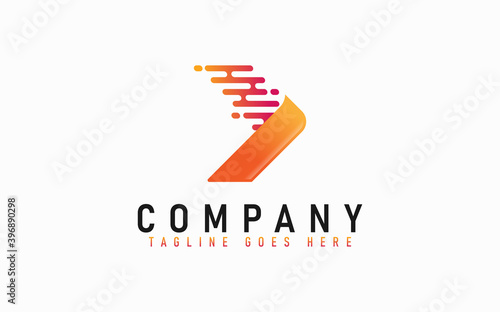 Modern Arrow Logo. Digital Orange Gradient Abstract Arrow Design. Flat Vector Logo Design Graphic Template.