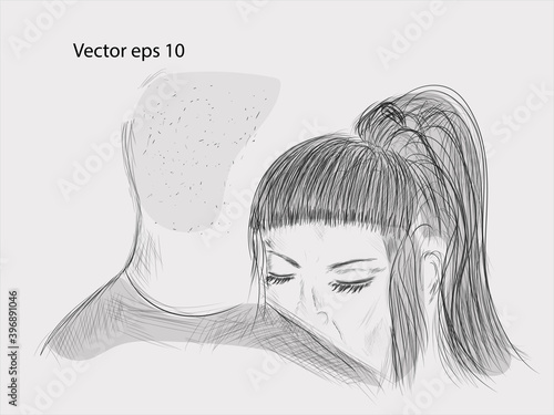 Vector image of a couple in love.A man and a woman embrace.Sketch.