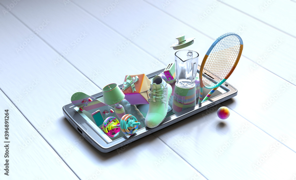 Colorful objects on top of smart phone
