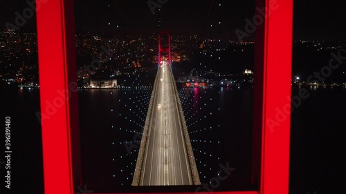 Aerial view of bosphorus bridge, Istanbul, Turkey. Connecting Asia to Europe. photo